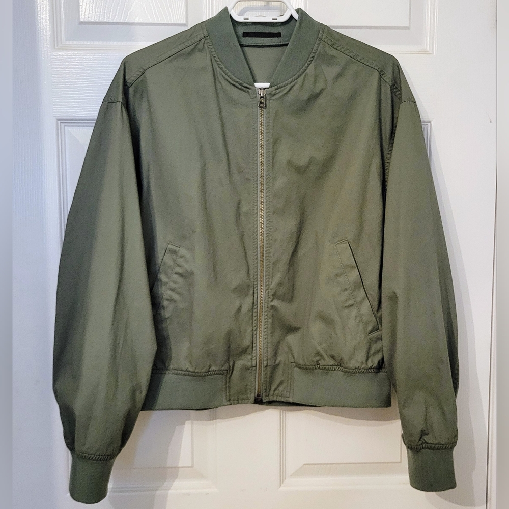 Light Green Cotton Bomber Jacket